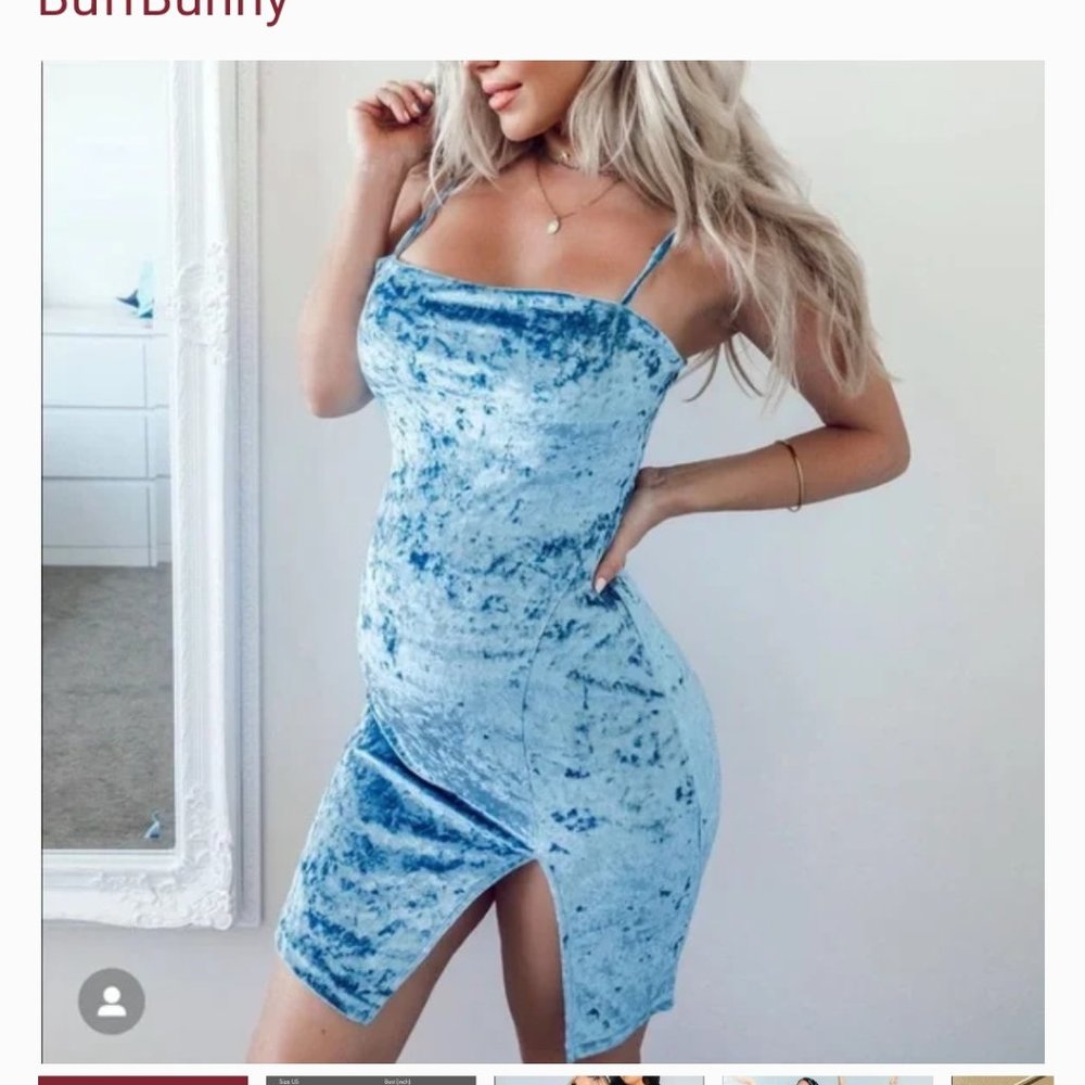 Buffbunny Frozen Crushed Velvet Dress Blue Icee NWT XL
